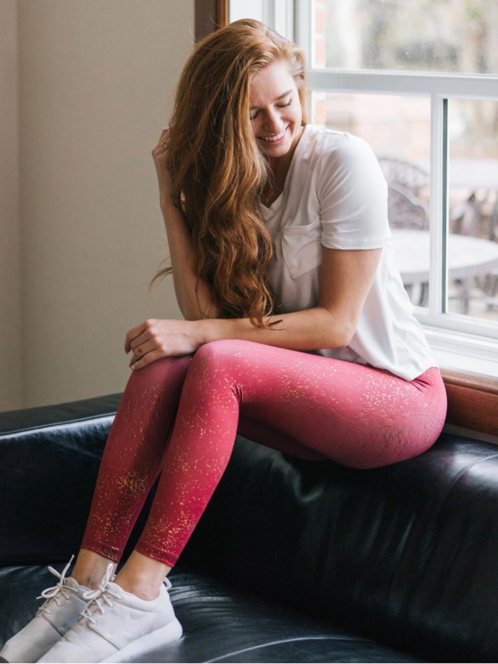 Zyia Active Gold Fleck Pink Active Leggings - Women Pants & Jumpsuits